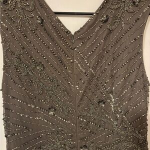 Adrianna Papell Charcoal Beaded Gown